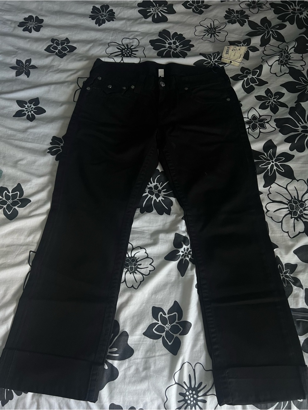 Black True Religion Unisex Straight-Leg Jeans